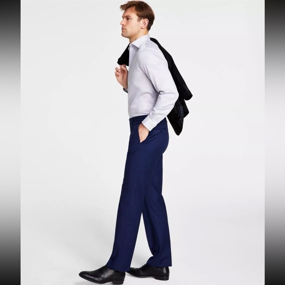 😍Michael Kors Mens Classic Fit Flat Dress Pants Navy Size 36Wx29L